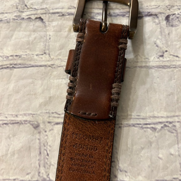 COLUMBIA CHUNKY THICK VINTAGE BROWN BELT STITCHING DETAILS MENS BELT SIZE 40 - Picture 3 of 9